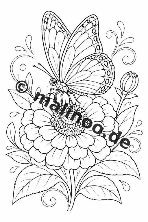 Schmetterlinge Malbuch 20 Ausmalbilder PDF Download digital – Vorschaubild 4