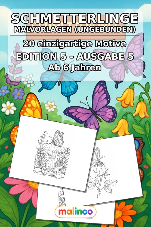 Schmetterlinge Malbuch 20 Ausmalbilder gedruckt+lose – Cover