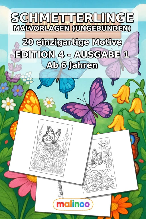 Schmetterlinge Malbuch 20 Ausmalbilder gedruckt+lose – Cover