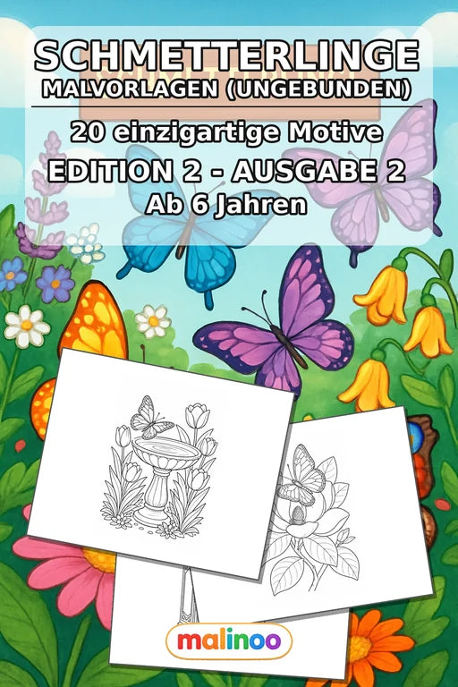 Schmetterlinge Malbuch 20 Ausmalbilder gedruckt+lose – Cover