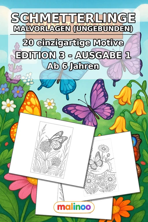 Schmetterlinge Malbuch 20 Ausmalbilder gedruckt+lose – Cover