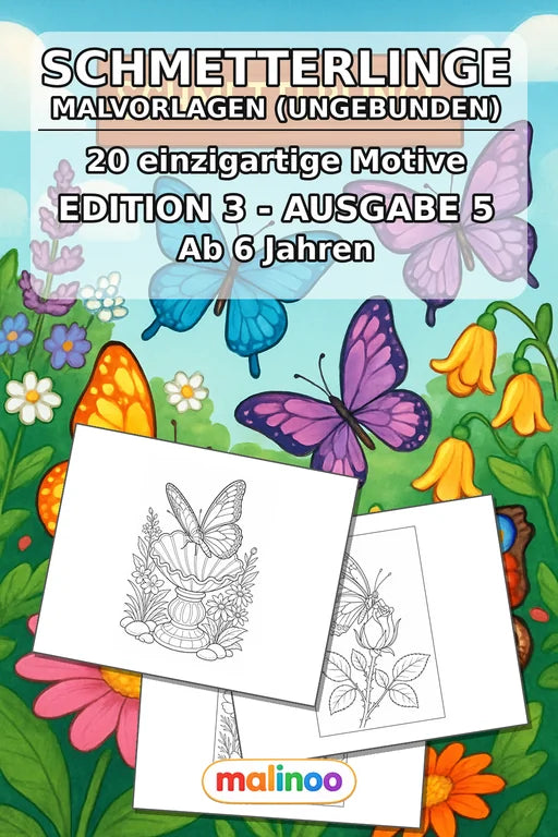 Schmetterlinge Malbuch 20 Ausmalbilder gedruckt+lose – Cover