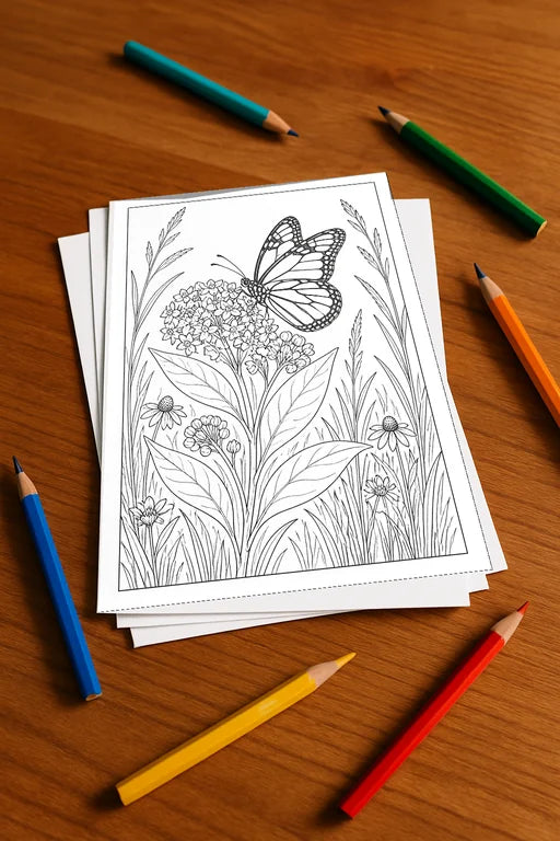 Schmetterlinge Malbuch 20 Ausmalbilder gedruckt+lose – Mockup-Ansicht