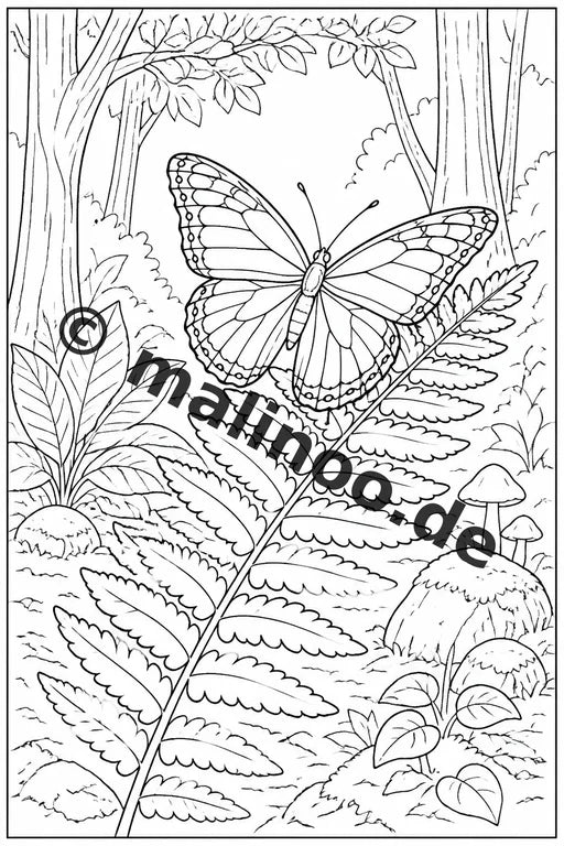 Schmetterlinge Malbuch 20 Ausmalbilder gedruckt, ungebunden – Vorschaubild 3