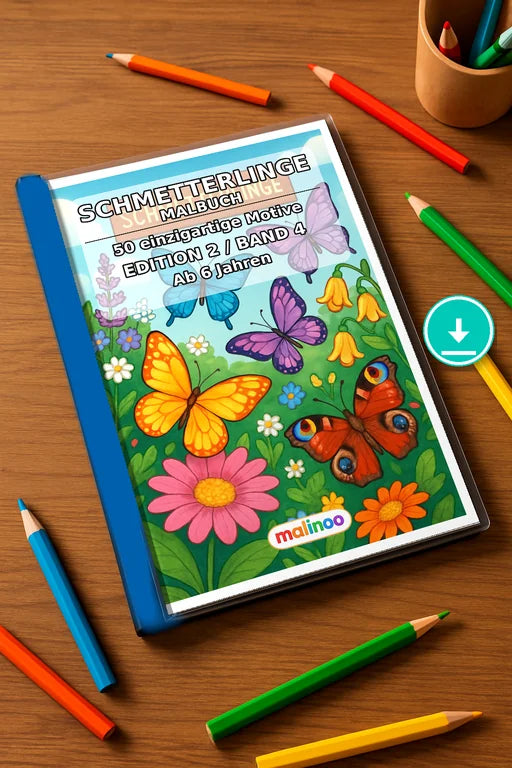 Schmetterlinge Malbuch 50 Ausmalbilder PDF Download – Mockup-Ansicht