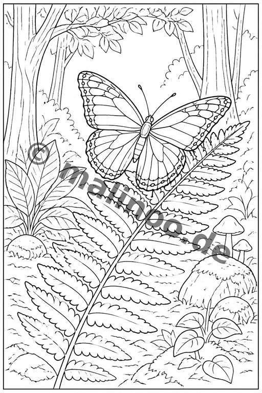 Schmetterlinge Malbuch 50 Ausmalbilder gedruckt+gebunden – Vorschaubild 5