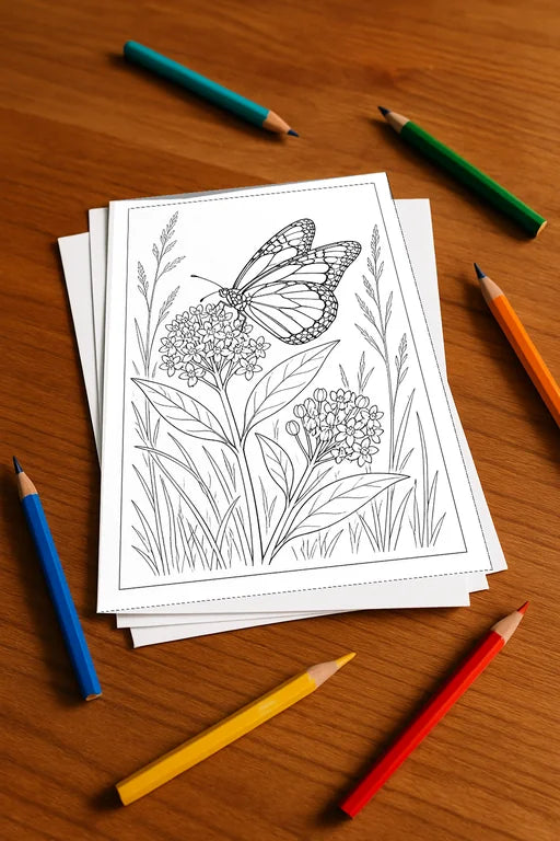 Schmetterlinge Malbuch 50 Ausmalbilder gedruckt+lose – Mockup-Ansicht