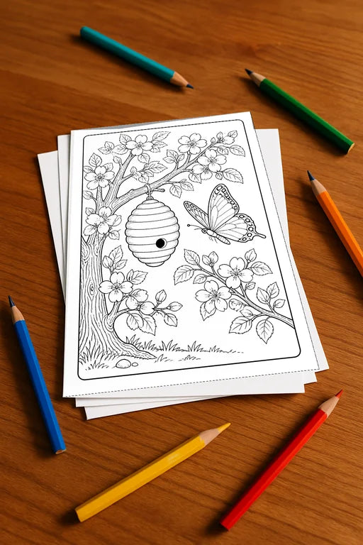 Schmetterlinge Malbuch 50 Ausmalbilder gedruckt+lose – Mockup-Ansicht