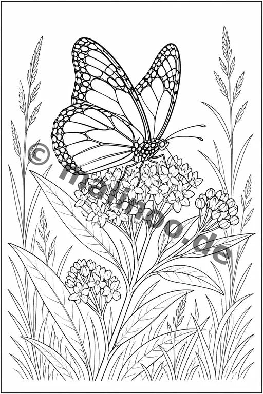 Schmetterlinge Malbuch 50 Ausmalbilder gedruckt+lose – Vorschaubild 1