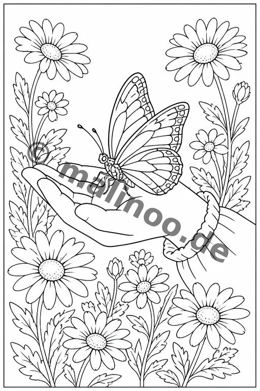Schmetterlinge Malbuch 50 Ausmalbilder gedruckt+lose – Vorschaubild 2