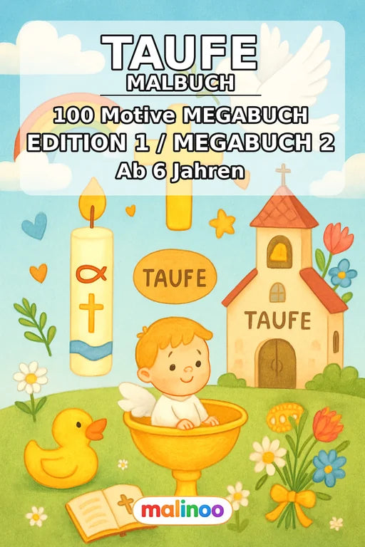 Taufe Malbuch 100 Ausmalbilder gedruckt+gebunden – Cover