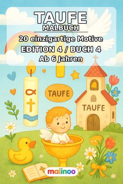 Taufe Malbuch 20 Ausmalbilder gedruckt+gebunden – Cover