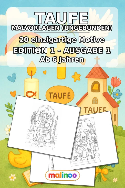 Taufe Malbuch 20 Ausmalbilder gedruckt+lose – Cover