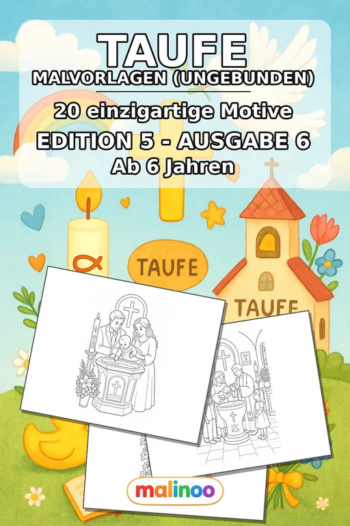 Taufe Malbuch 20 Ausmalbilder gedruckt+lose – Cover