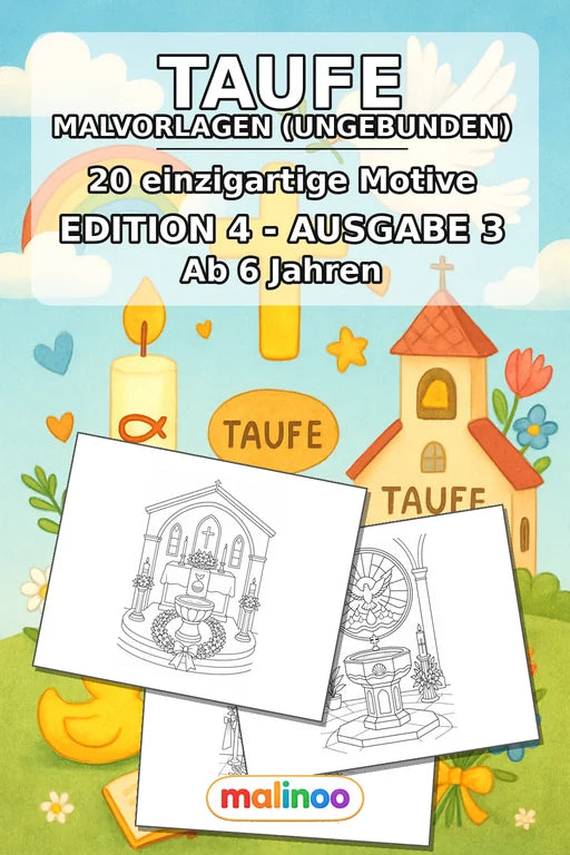 Taufe Malbuch 20 Ausmalbilder gedruckt+lose – Cover
