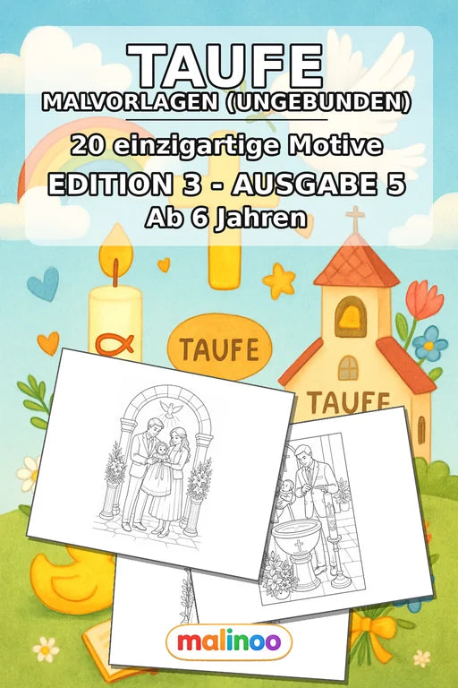 Taufe Malbuch 20 Ausmalbilder gedruckt+lose – Cover