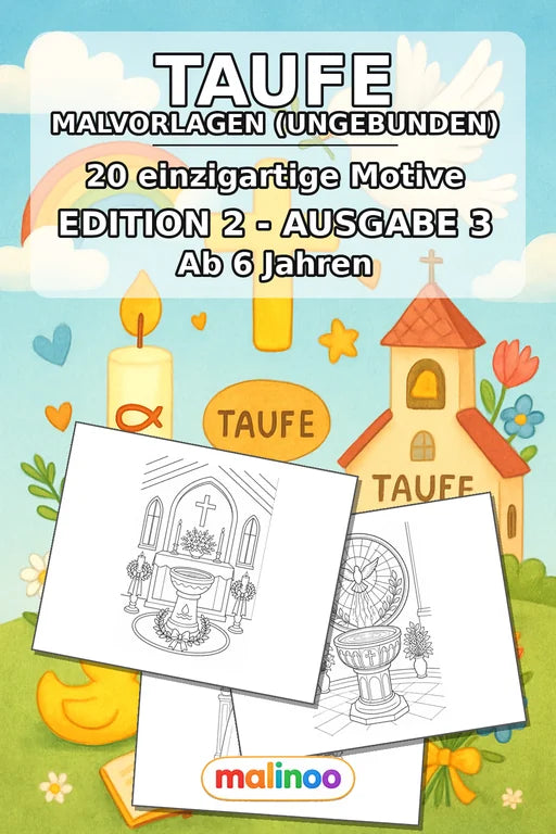 Taufe Malbuch 20 Ausmalbilder gedruckt+lose – Cover