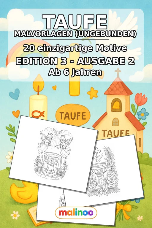 Taufe Malbuch 20 Ausmalbilder gedruckt+lose – Cover