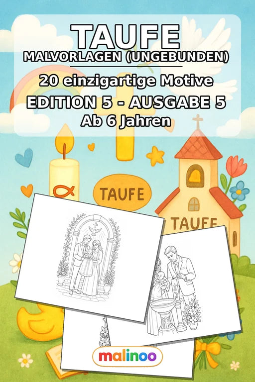 Taufe Malbuch 20 Ausmalbilder gedruckt+lose – Cover
