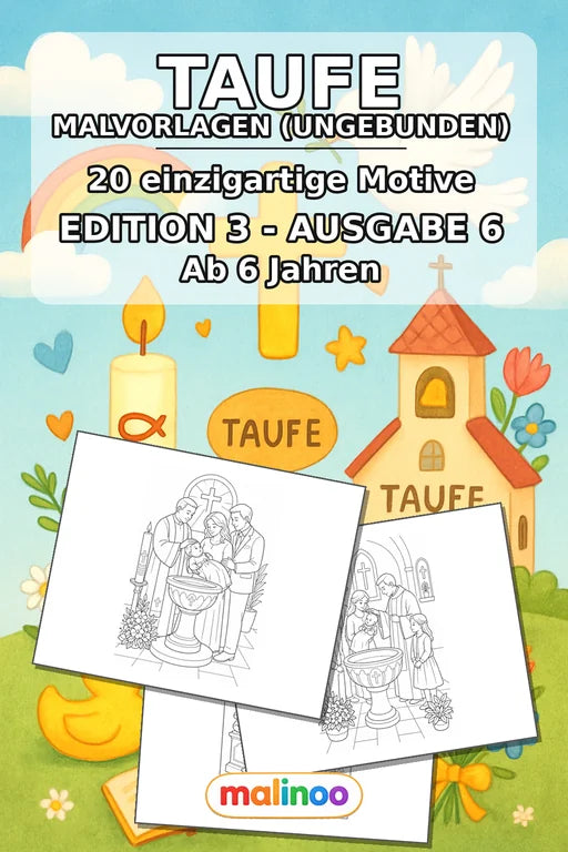Taufe Malbuch 20 Ausmalbilder gedruckt+lose – Cover