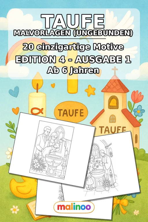Taufe Malbuch 20 Ausmalbilder gedruckt+lose – Cover