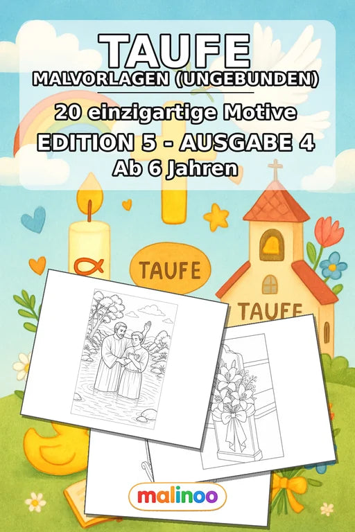 Taufe Malbuch 20 Ausmalbilder gedruckt+lose – Cover