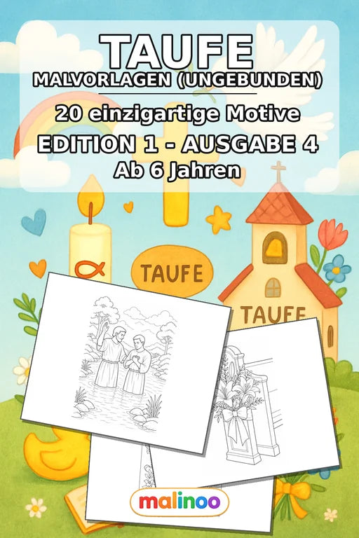 Taufe Malbuch 20 Ausmalbilder gedruckt+lose – Cover