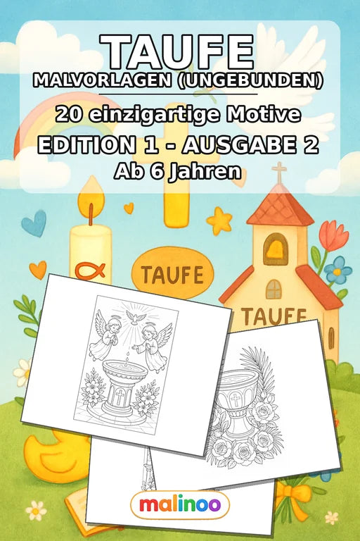 Taufe Malbuch 20 Ausmalbilder gedruckt+lose – Cover