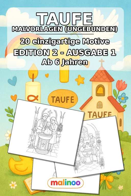 Taufe Malbuch 20 Ausmalbilder gedruckt+lose – Cover