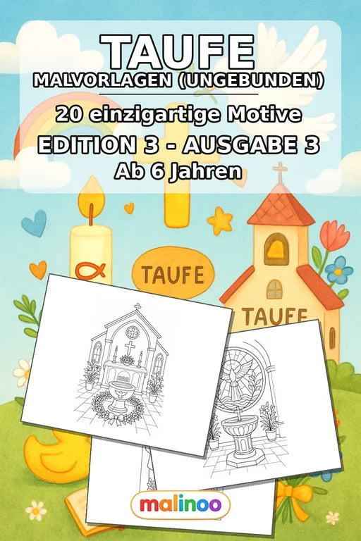 Taufe Malbuch 20 Ausmalbilder gedruckt+lose – Cover