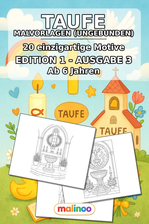 Taufe Malbuch 20 Ausmalbilder gedruckt+lose – Cover