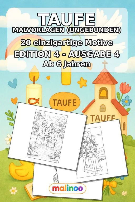 Taufe Malbuch 20 Ausmalbilder gedruckt+lose – Cover