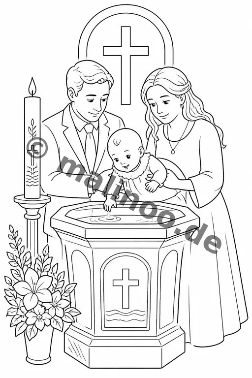 Taufe Malbuch 50 Ausmalbilder PDF Download – Vorschaubild 1