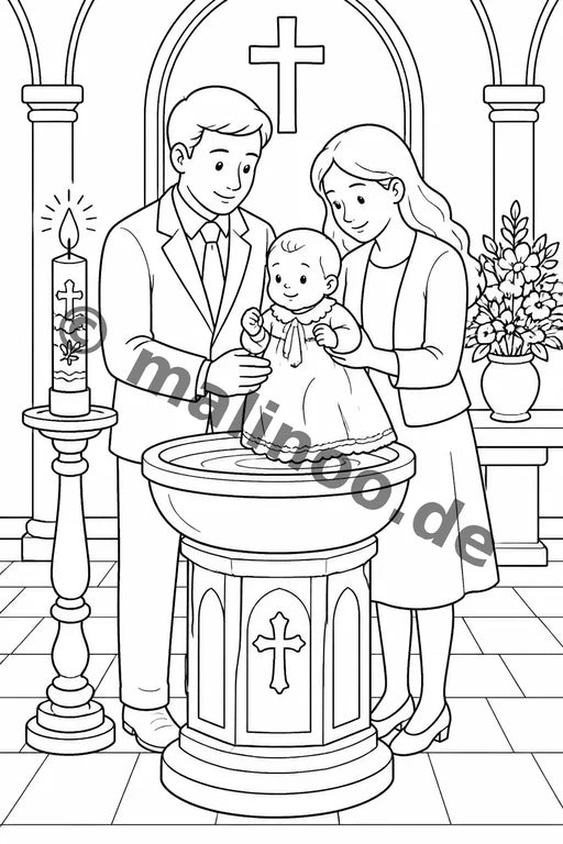 Taufe Malbuch 50 Ausmalbilder gedruckt+gebunden – Vorschaubild 1