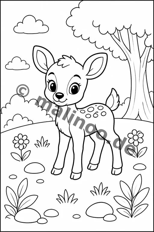 Tiere Malbuch 100 Ausmalbilder gedruckt+gebunden – Vorschaubild 1
