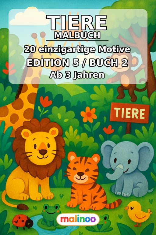 Tiere Malbuch 20 Ausmalbilder PDF Download – Cover