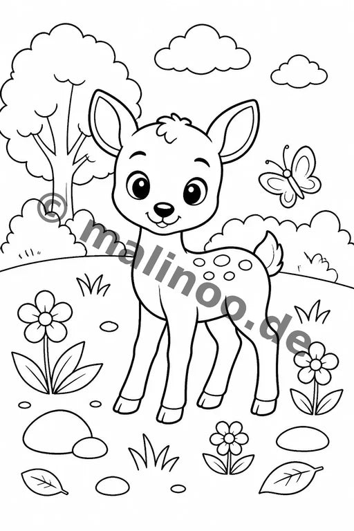 Tiere Malbuch 20 Ausmalbilder PDF Download – Vorschaubild 1