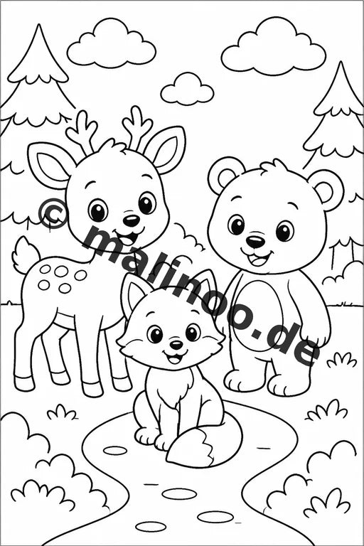 Tiere Malbuch 20 Ausmalbilder PDF Download digital – Vorschaubild 2