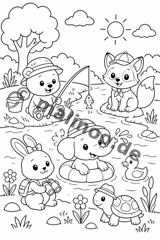 Tiere Malbuch 20 Ausmalbilder PDF Download – Vorschaubild 2