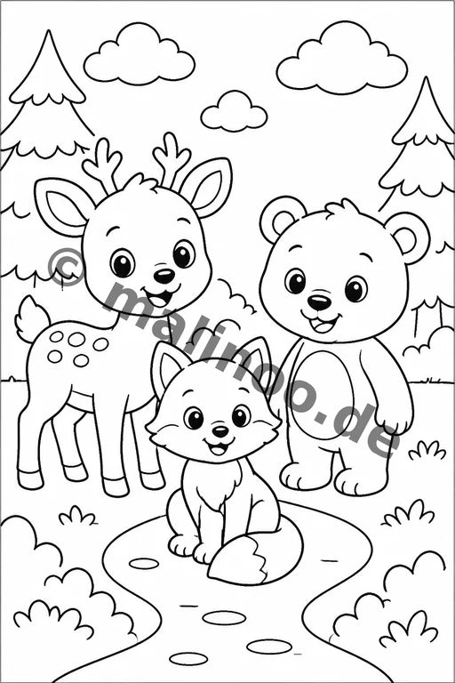 Tiere Malbuch 20 Ausmalbilder PDF Download – Vorschaubild 3