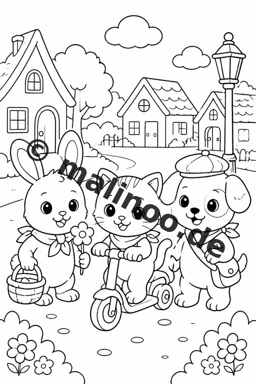 Tiere Malbuch 20 Ausmalbilder PDF Download digital – Vorschaubild 3