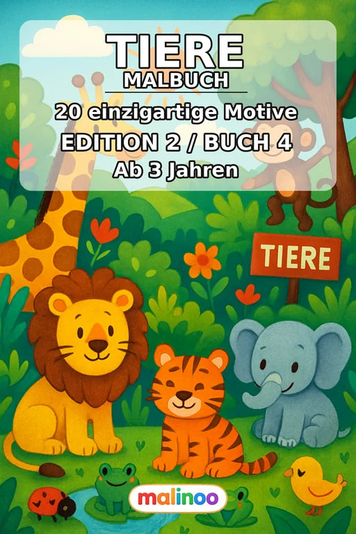 Tiere Malbuch 20 Ausmalbilder gedruckt+gebunden – Cover