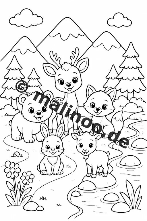 Tiere Malbuch 20 Ausmalbilder gedruckt und gebunden – Vorschaubild 6