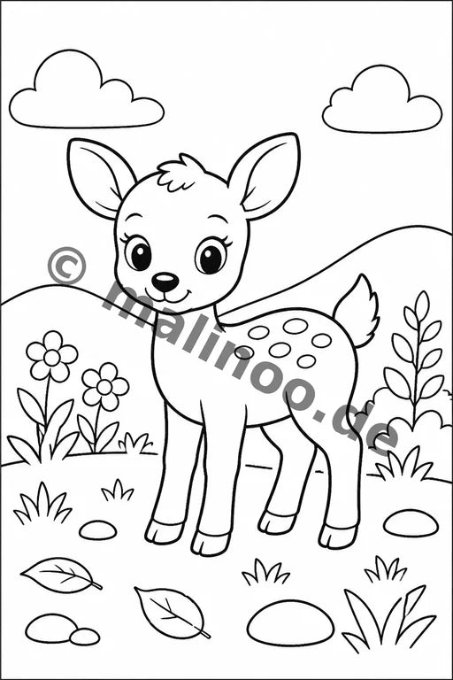Tiere Malbuch 20 Ausmalbilder gedruckt+lose – Vorschaubild 1