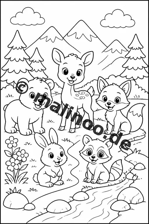 Tiere Malbuch 20 Ausmalbilder gedruckt, ungebunden – Vorschaubild 6