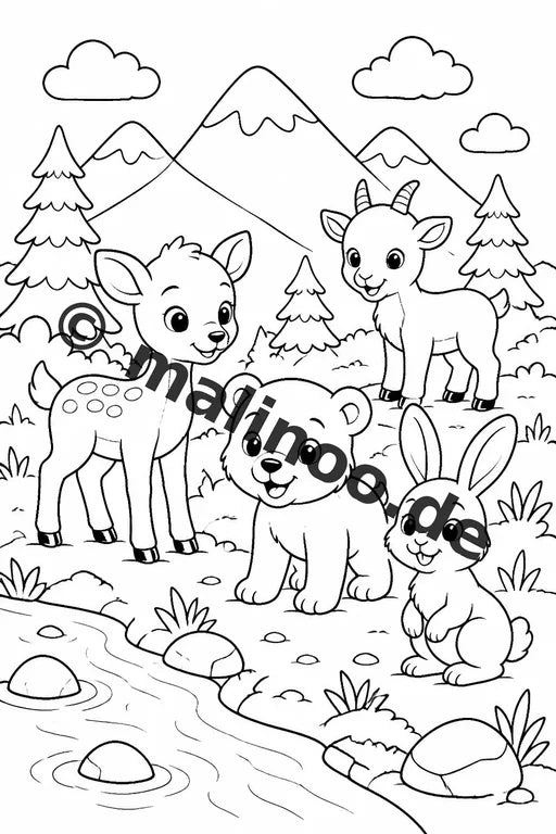 Tiere Malbuch 20 Ausmalbilder gedruckt, ungebunden – Vorschaubild 6