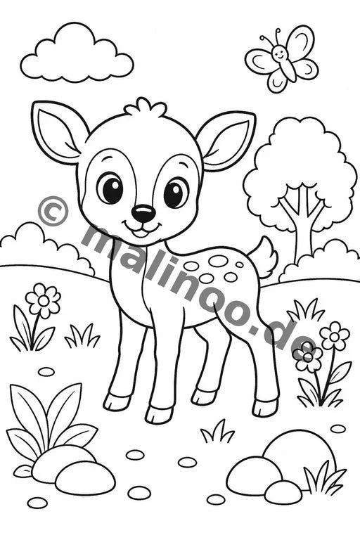 Tiere Malbuch 50 Ausmalbilder gedruckt+lose – Vorschaubild 1