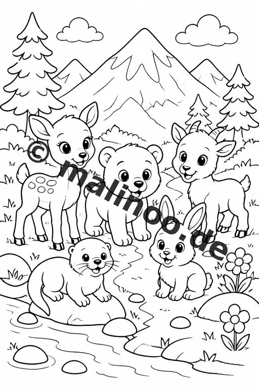 Tiere Malbuch 50 Ausmalbilder gedruckt, ungebunden – Vorschaubild 6