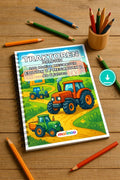 Traktoren Malbuch 100 Ausmalbilder PDF Download – Mockup-Ansicht