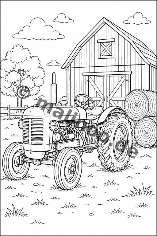 Traktoren Malbuch 100 Ausmalbilder PDF Download – Vorschaubild 1